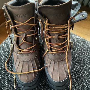 Polo Ralph Lauren Lace Up Duck Boots Mens 11D Demond Brown Leather Upper